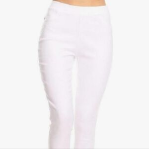 Women's Cotton Blend Stretch Skinny Pull On Pants Jeggings White Size Small